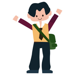 교복을 입고 손을 들고 있는 있는 남자 학생