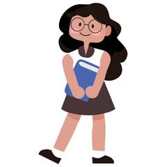 교복을 입고 책을 들고 있는 여학생