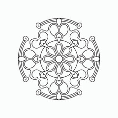 abstract floral ornament, line art patterns kid's Mandala Coloring Book, wall art, tile design