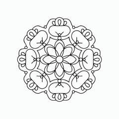 abstract floral ornament, line art patterns kid's Mandala Coloring Book, wall art, tile design