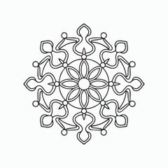 abstract floral ornament, line art patterns kid's Mandala Coloring Book, wall art, tile design