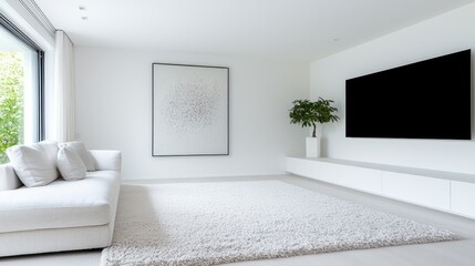 Modern living room interior with art and tv