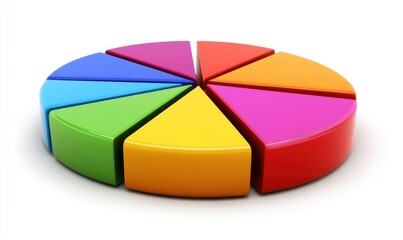 Fototapeta premium Colorful pie chart made of plastic segments representing data visualization in a studio setting