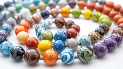Vibrant Rainbow Colored Ceramic Bead Necklace