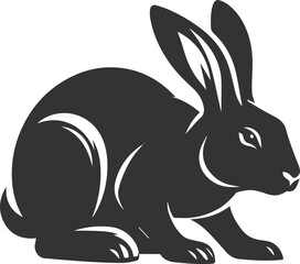 A rabbit crouching low as if ready to pounce vector animal silhouette