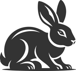 Obraz premium A rabbit crouching low as if ready to pounce vector animal silhouette