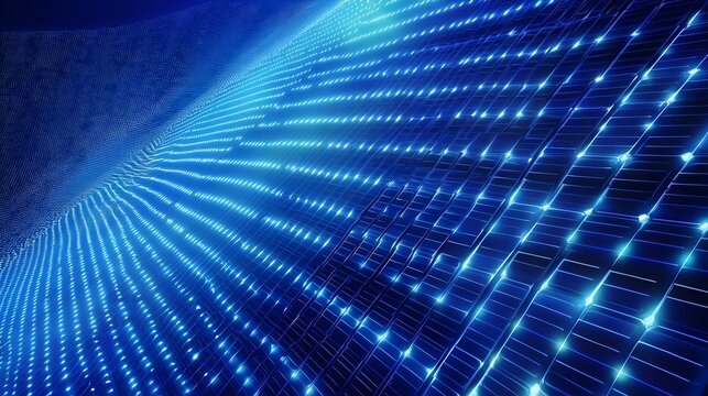 Abstract Blue Grid Pattern, Futuristic Technology Background