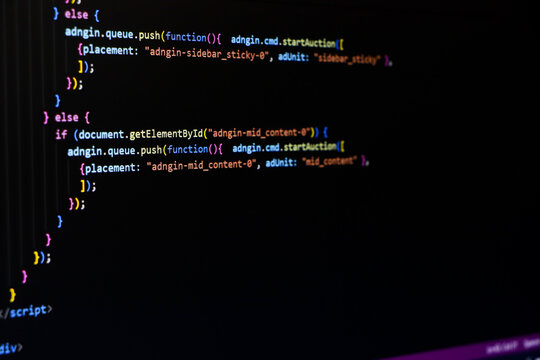Programming coding screen, web developer coding screen