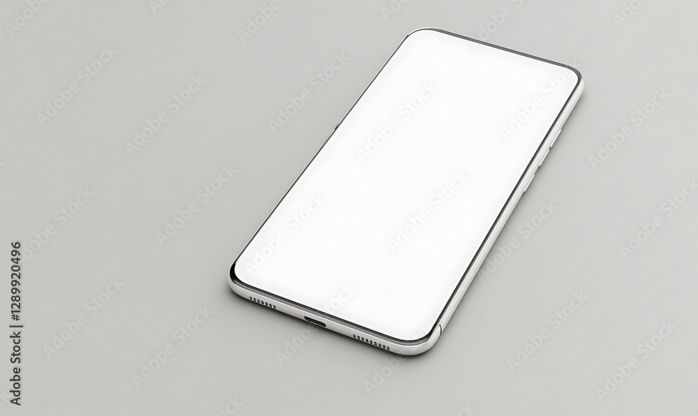 Poster Blank smartphone on a neutral surface, ready for customization or display.