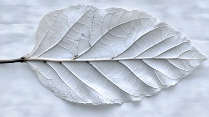 Obraz premium White Leaf Texture Nature s Delicate Vein Pattern on White Background
