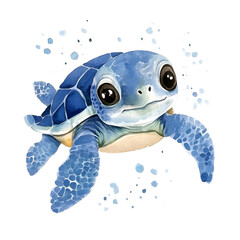 Watercolor illustration of a turtle on a white bakground