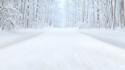 Obraz premium Snow-covered cross-country ski trail in winter forest