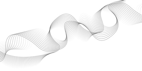 White wave curve lines banner background design. Abstract soft wave lines dynamic flowing gray light isolated background. Vector Illustration of the gray pattern of lines. Black stripes on white .