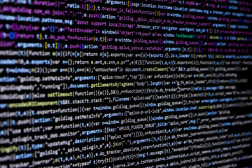 Technology background, coding screen of web developer or software developer