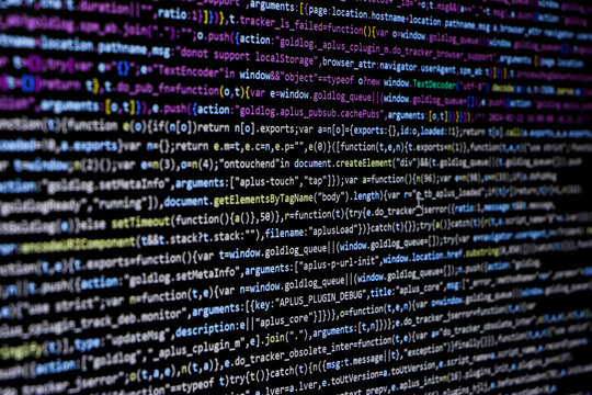 Technology background, coding screen of web developer or software developer
