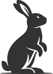 A rabbit standing on its hind legs, looking around vector animal silhouette