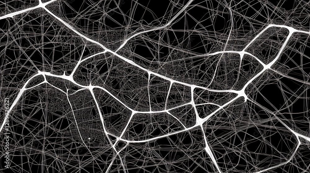 Poster dynamic neural network patterns abstract art digital illustration dark background close-up view tech