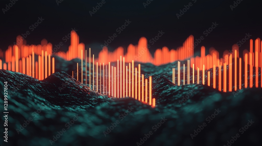 Poster molding stock bar concept. abstract futuristic data visualization landscape with dynamic color gradi