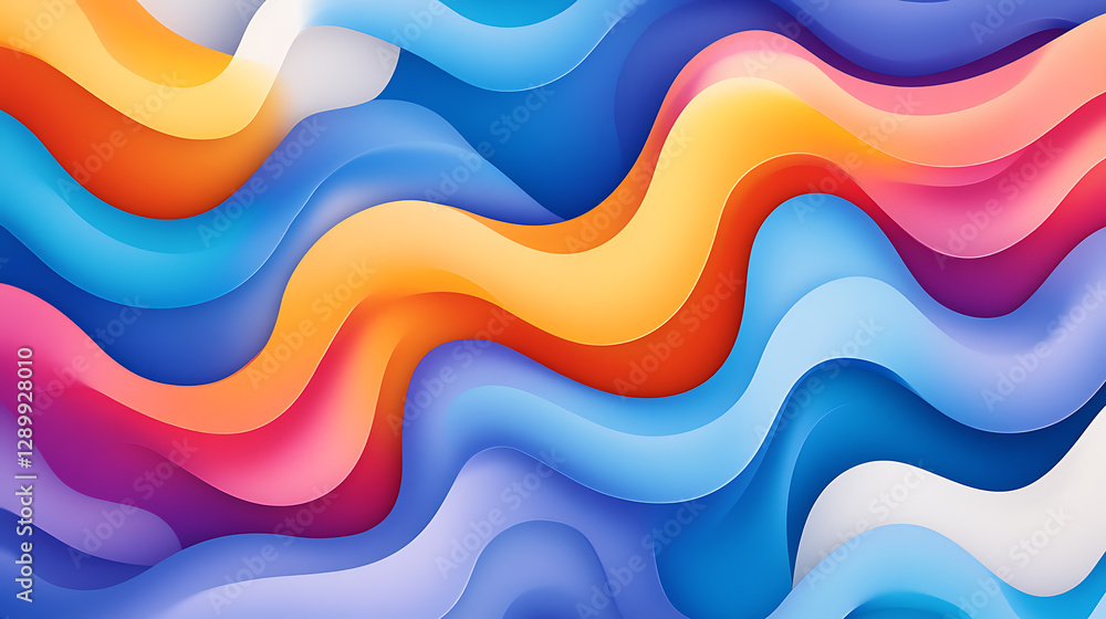 Poster dynamic color waves abstract art digital creation modern design vibrant atmosphere artistic viewpoin