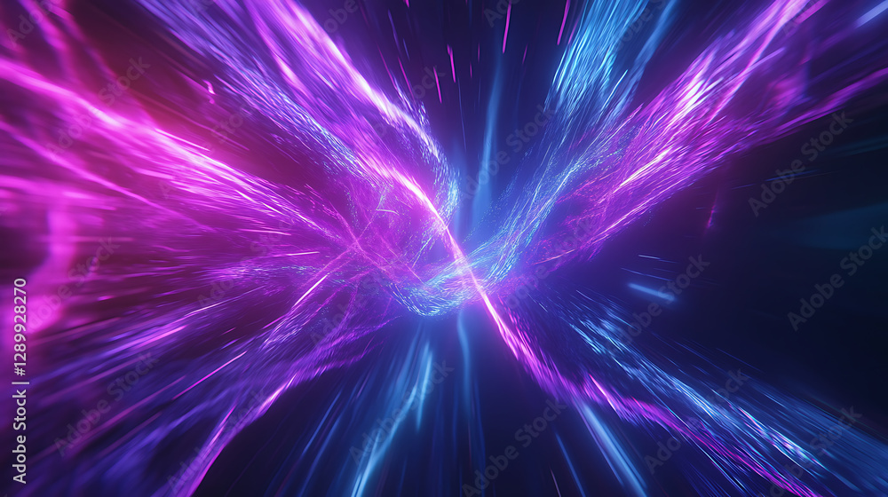 Poster dynamic light waves abstract digital space visual art vivid colors close-up view energy flow concept
