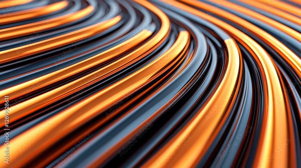 Poster molding stock bar concept. mesmerizing abstract 3d rendering of solidifying liquid metal waves