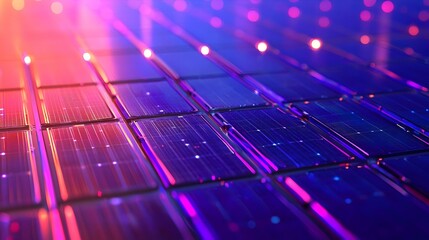 Details of solar photovoltaic panels on the roof