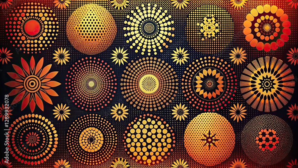 Poster abstract vector halftone patterns - retro geometric seamless line decorations for modern design, per