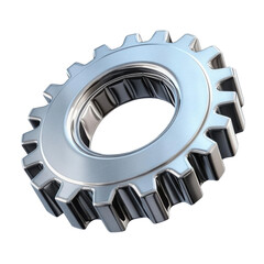 3d silver gear wheel isolated on a transparent background.