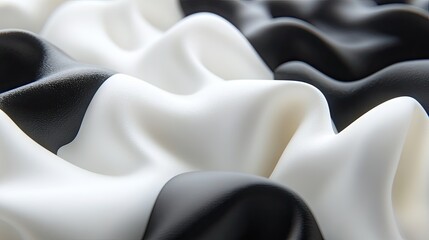 Obraz premium Abstract black and white fabric waves, texture background
