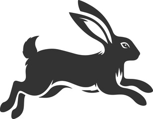 Obraz premium A rabbit leaping mid air with legs stretched out vector animal silhouette
