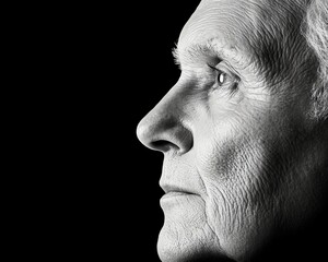 A close-up profile portrait of an elderly person reflecting wisdom and experience with deep facial lines.