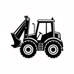 Backhoe Loader Vector on White Background | Construction Machinery Illustration