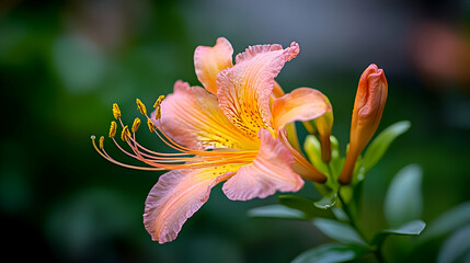Fototapeta premium Peach And Yellow Flower Blossom Close Up