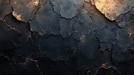 Fototapeta premium Abstract Black Gold Cracked Texture Background