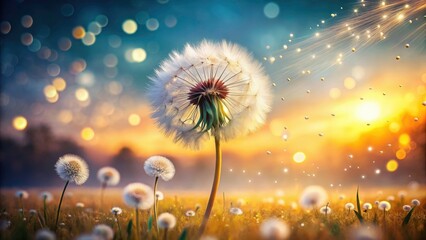 Dandelion Dreams: Captivating Close-Up of Floating Seeds in a Serene Nature Setting