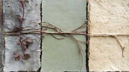 Handmade Paper Trio: Rustic Elegance with Vine Accents