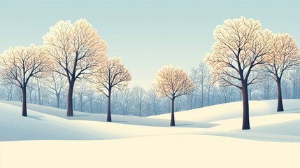Obraz premium Winter landscape, snow-covered trees, sunrise, tranquil scene