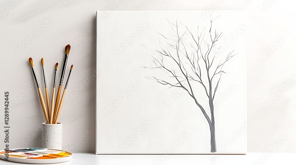Poster modern environment close-up of minimalist tree studio artistic interpretation