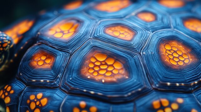Close-up view of vibrant turtle shell