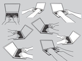 パソコン操作 イラスト セット/ Computer Operation Illustration Set– 働く・在宅・フリーランスシーン・作業・パソコン作業