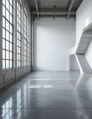 A large empty modern industrial space with natural light