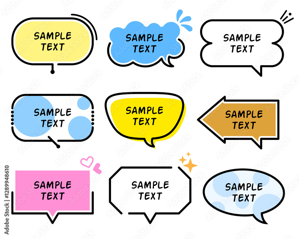 Poster set of speech bubble labels of various shapes with transparent background. special offer design elem