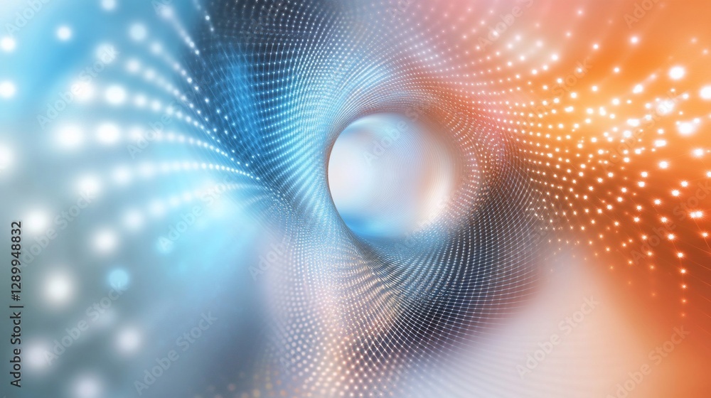 Aufkleber abstract digital tunnel with glowing dots and a gradient color scheme creating a futuristic effect