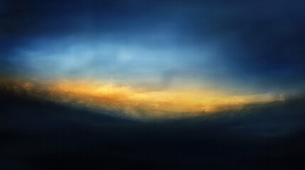 Fototapeta premium Abstract Golden Horizon Under a Deep Blue Sky Textured Impressionist Painting