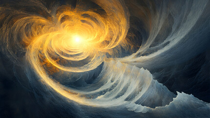 Naklejka premium view of a glowing orb radiating light waves in concentric patterns
