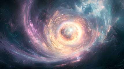 Naklejka premium view of a glowing orb radiating light waves in concentric patterns