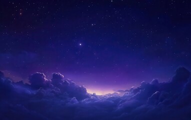 Fototapeta premium Magical Starry Night Sky with Dreamy Clouds A Celestial Fantasy Landscape