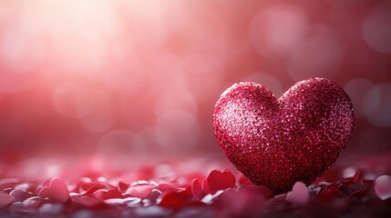Heart shaped object in the center of a vibrant red background creating a striking visual contrast