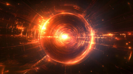 Fototapeta premium view of a glowing orb radiating light waves in concentric patterns