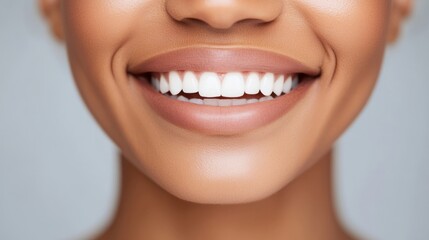 Fototapeta premium Radiant smile of an African American woman, exuding warmth and confidence. 